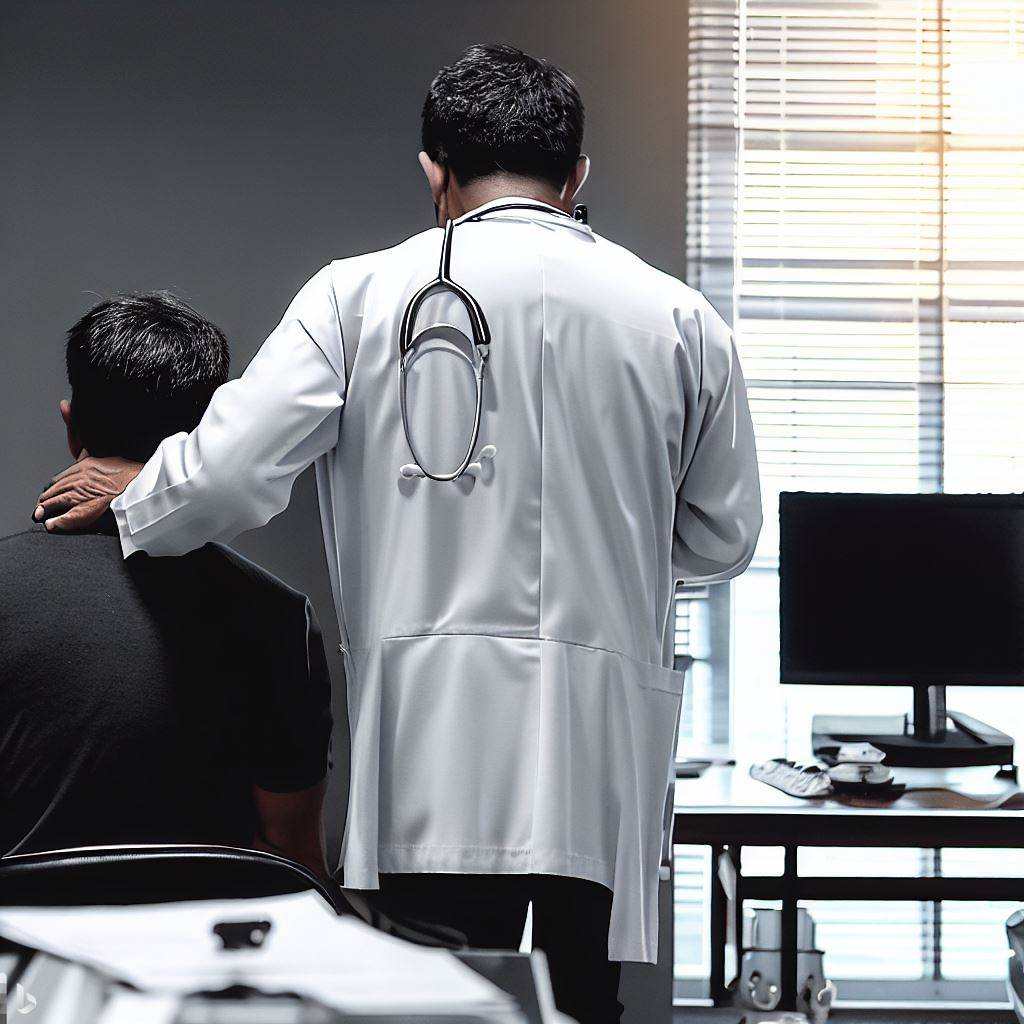photo urologue avec un patient dans son cabinet